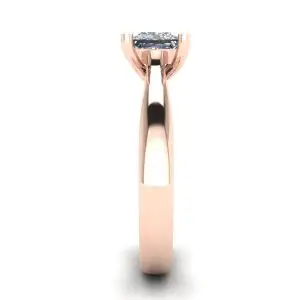 Anillo de oro rosa de 18 quilates con diamante talla princesa - Photo 2