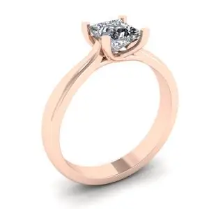 Anillo de oro rosa de 18 quilates con diamante talla princesa - Photo 3