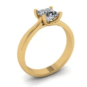 Anillo de oro amarillo de 18 quilates con diamante talla princesa - Photo 3