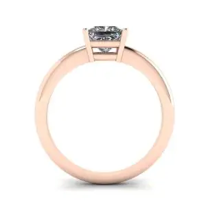 Anillo solitario sencillo de talla princesa en oro rosa - Photo 1