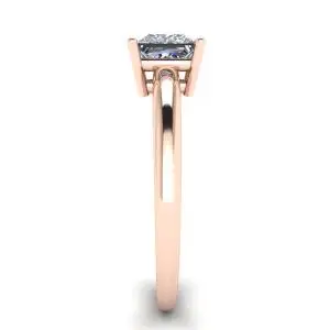 Anillo solitario sencillo de talla princesa en oro rosa - Photo 2