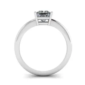 Anillo solitario simple de talla princesa en oro blanco - Photo 1