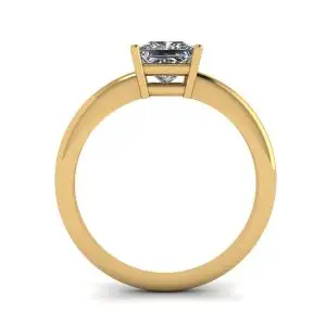 Anillo solitario sencillo de talla princesa en oro amarillo - Photo 1