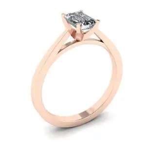 Anillo estilo futurista con diamantes de talla esmeralda en oro rosa de 18 quilates - Photo 3