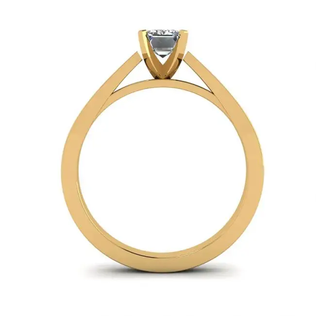 Anillo estilo futurista con diamantes de talla esmeralda en oro amarillo de 18 quilates - Photo 1