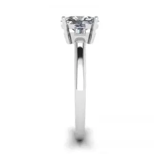 Anillo Baguettes Laterales con Diamantes Ovalados en Oro Blanco - Photo 2