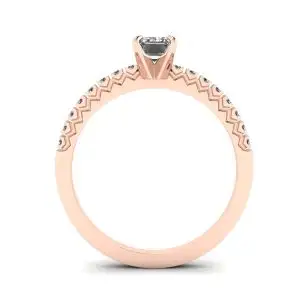 Anillo de oro rosa de 18 quilates con diamante talla esmeralda - Photo 1