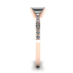 Anillo de oro rosa de 18 quilates con diamante talla esmeralda - Photo 2