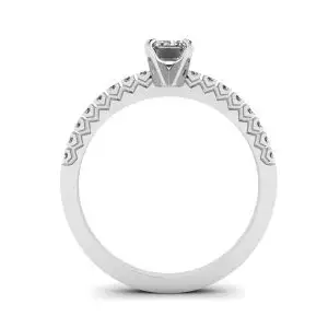 Anillo de diamantes de talla esmeralda con pavé - Photo 1