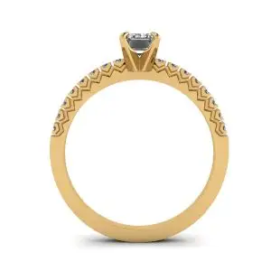 Anillo de Oro Amarillo 18K con Diamante Talla Esmeralda - Photo 1