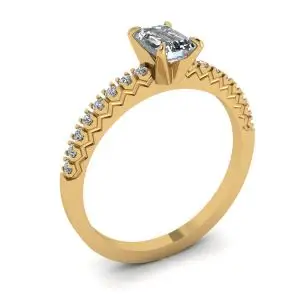 Anillo de Oro Amarillo 18K con Diamante Talla Esmeralda - Photo 3