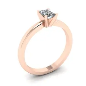Anillo rectangular de diamantes en oro blanco y rosa - Photo 3