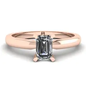Anillo rectangular de diamantes en oro blanco y rosa