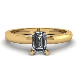 Anillo Rectangular de Diamantes en Oro Blanco-Amarillo