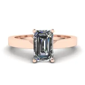 Anillo Rectangular de Diamantes en Oro Rosa