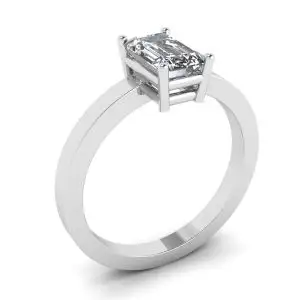 Anillo Rectangular Diamante Oro Blanco - Photo 3