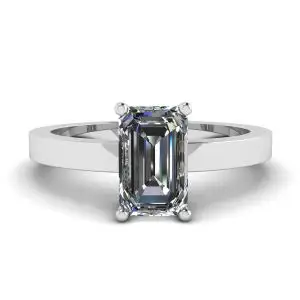 Anillo Rectangular Diamante Oro Blanco