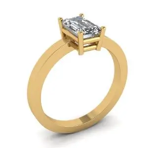 Anillo rectangular de diamantes en oro amarillo de 18 quilates - Photo 3
