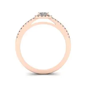 Anillo de diamantes de talla esmeralda con halo de oro rosa - Photo 1