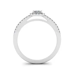 Anillo de diamantes de talla esmeralda con halo - Photo 1