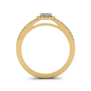 Anillo Diamante Talla Esmeralda con Halo Oro Amarillo - Photo 1