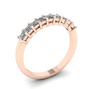 Anillo de 9 cuadrados con diamantes de princesa en oro rosa - Photo 3