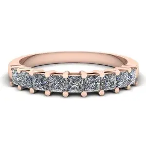 Anillo de 9 cuadrados con diamantes de princesa en oro rosa