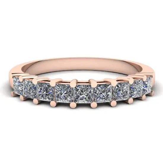 Anillo de 9 cuadrados con diamantes de princesa en oro rosa, Ampliar imagen 1