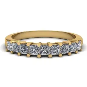 Anillo Princesa Diamante 9 Cuadrados Oro Amarillo