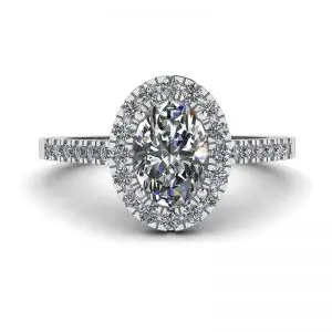 Anillo Diamante Ovalado Oro Blanco