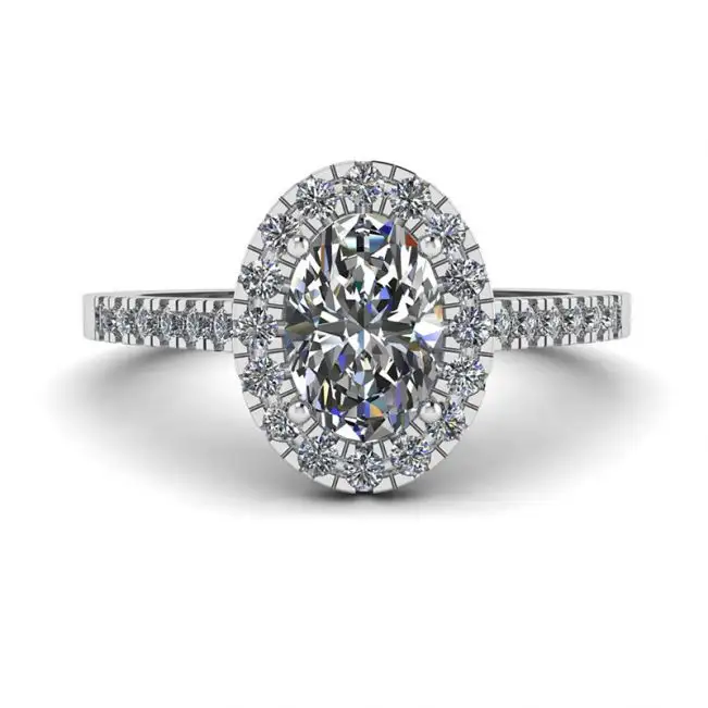 Anillo Diamante Ovalado Oro Blanco
