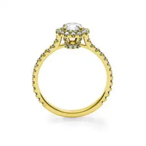 Anillo con halo de diamantes redondos en oro amarillo de 18 quilates - Photo 3