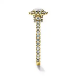 Anillo con halo de diamantes redondos en oro amarillo de 18 quilates - Photo 2