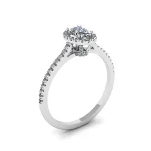 Anillo con halo de diamantes de talla ovalada - Photo 3