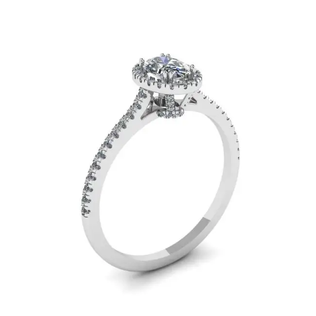 Anillo con halo de diamantes de talla ovalada - Photo 3