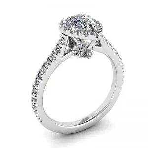 Anillo con halo de diamantes de talla pera - Photo 3