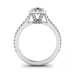 Anillo con halo de diamantes de talla pera - Photo 1