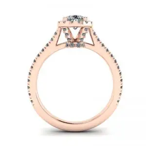 Anillo con halo de diamantes de talla pera en oro rosado de 18 quilates - Photo 1