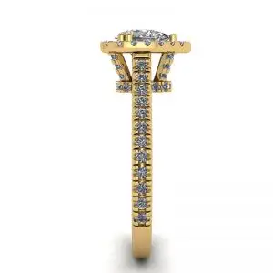 Anillo con halo de diamantes de talla pera en oro amarillo de 18 quilates - Photo 2