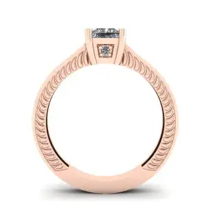 Anillo Estilo Oriental Diamantes Corte Princesa Oro Rosa 18K - Photo 1