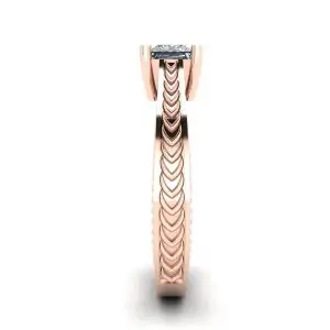 Anillo Estilo Oriental Diamantes Corte Princesa Oro Rosa 18K - Photo 2