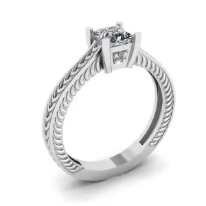 Anillo de diamantes de talla princesa estilo oriental - Photo 3