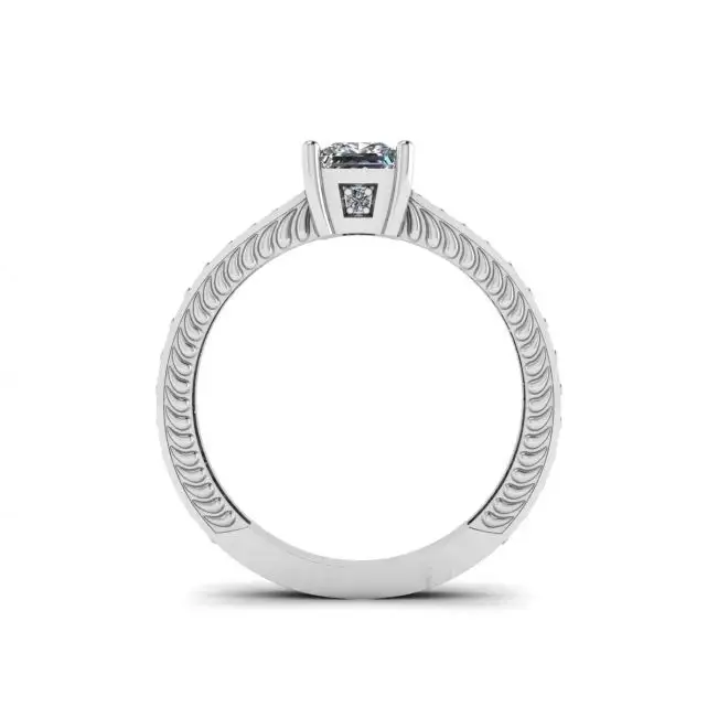 Anillo de diamantes de talla princesa estilo oriental con pavé - Photo 1