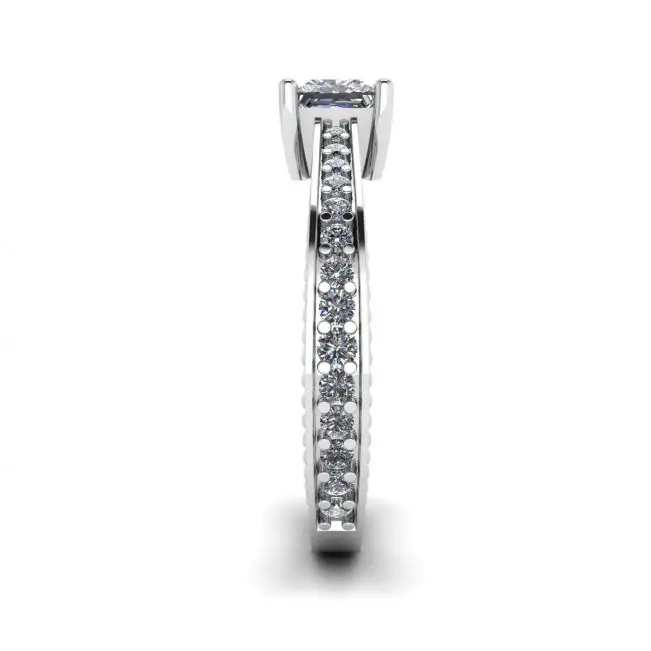Anillo de diamantes de talla princesa estilo oriental con pavé - Photo 2