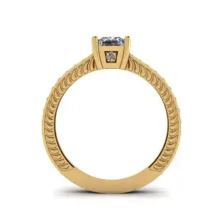 Anillo estilo oriental de diamantes princesa con pavé en oro amarillo de 18 quilates - Photo 1