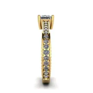 Anillo estilo oriental de diamantes princesa con pavé en oro amarillo de 18 quilates - Photo 2