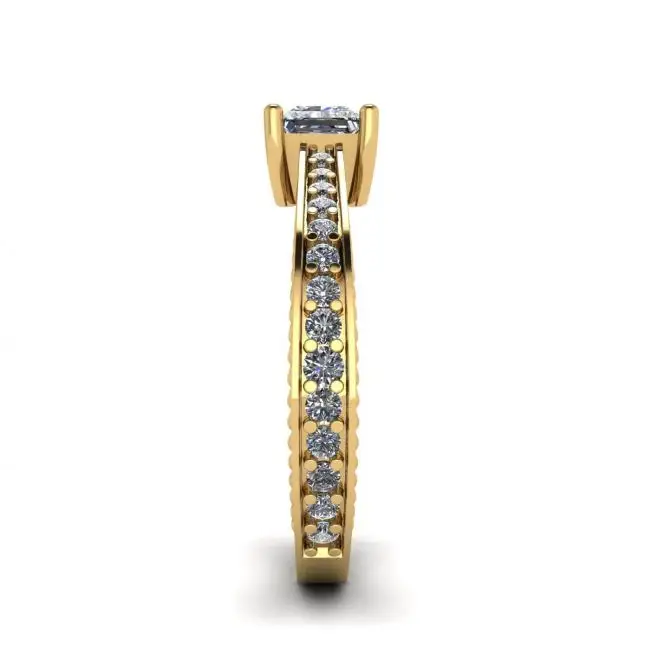 Anillo estilo oriental de diamantes princesa con pavé en oro amarillo de 18 quilates - Photo 2