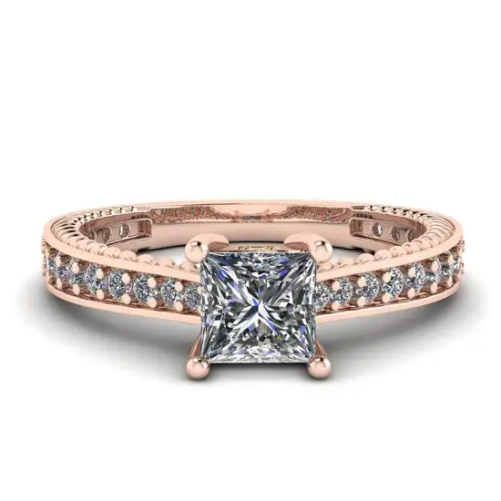 de diamantes princesa estilo oriental con pave en oro amarillo de 18 quilates Estilo 3894R Joyeria PIERRE entrega en Mexico