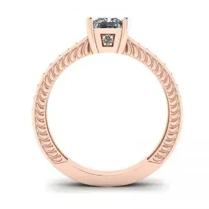 Anillo de diamantes estilo princesa estilo oriental con pavé en oro rosado de 18 quilates - Photo 1