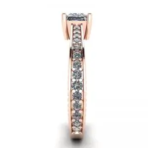 Anillo de diamantes estilo princesa estilo oriental con pavé en oro rosado de 18 quilates - Photo 2